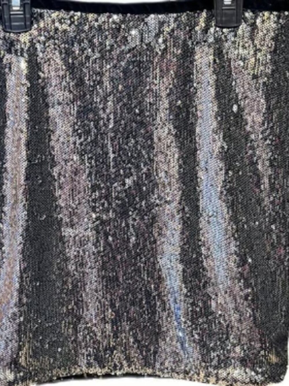 Forever 21 Sparkly Sequin Silver Black Mini Skirt Back Zip Party Going Out Small